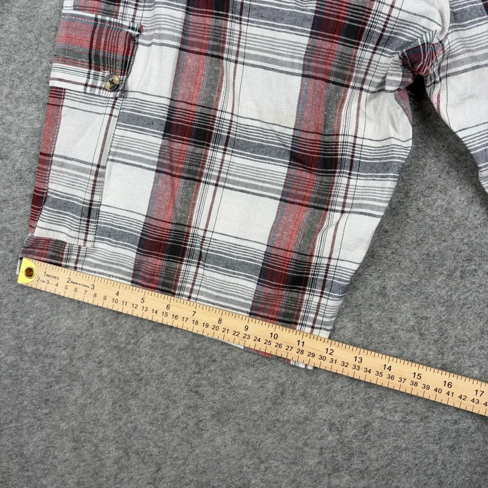 Y2K Brooklyn Unlimited Cargo Shorts Mens 38 Plaid Red White Black Casual Summer
